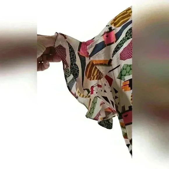 THML Retro Print Wrap Ruffle Sleeve Dress - Picture 7 of 10